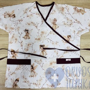 mintás orvosi-Nővérke tunika - bézs tavasztündéres