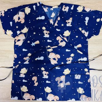 mintás orvosi-Nővérke tunika - kék mókusos