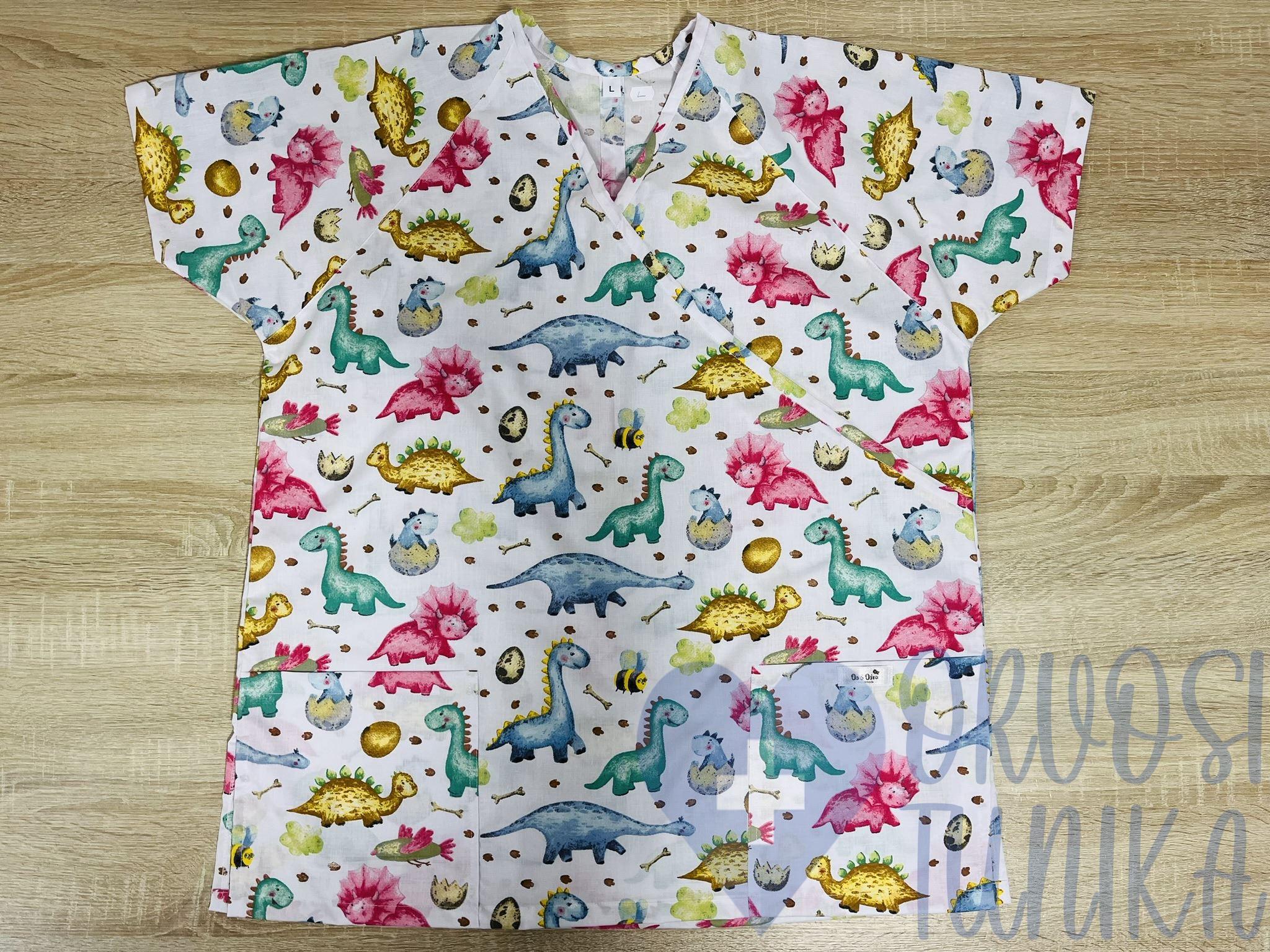 mintás Orvosi-Nővérke tunika - színes dínós