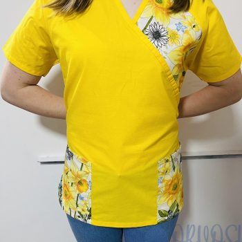 mintás Orvosi-Nővérke tunika - sárga-sárga nárciszos