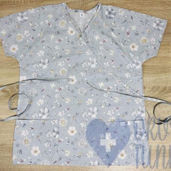 mintás Orvosi-Nővérke tunika - szürke virágos