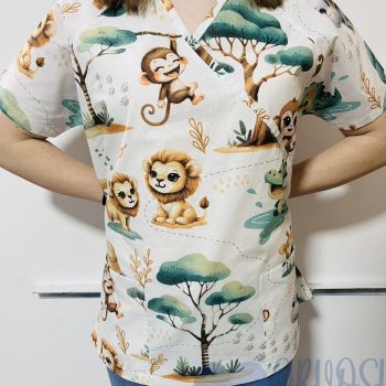 mintás Orvosi-Nővérke tunika - fehér dzsungeles