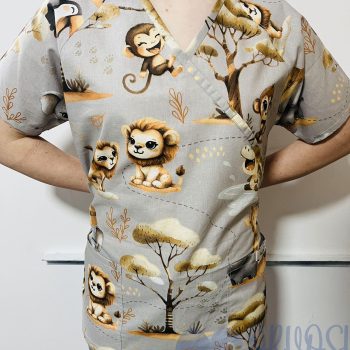 mintás Orvosi-Nővérke tunika - szürke dzsungeles