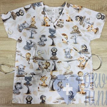 mintás Orvosi-Nővérke tunika - fehér állatkertes