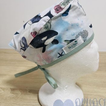 mintás Műtős sapka - bézs apró virágos