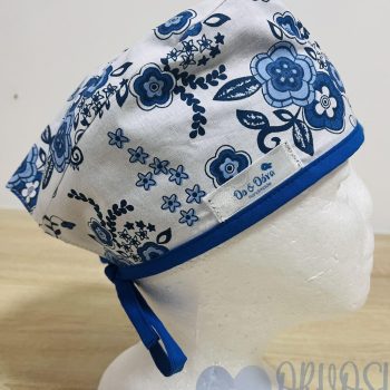 mintás Műtős sapka - királykék virágos