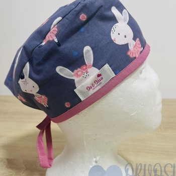 mintás Műtős sapka - lila balerina nyuszis