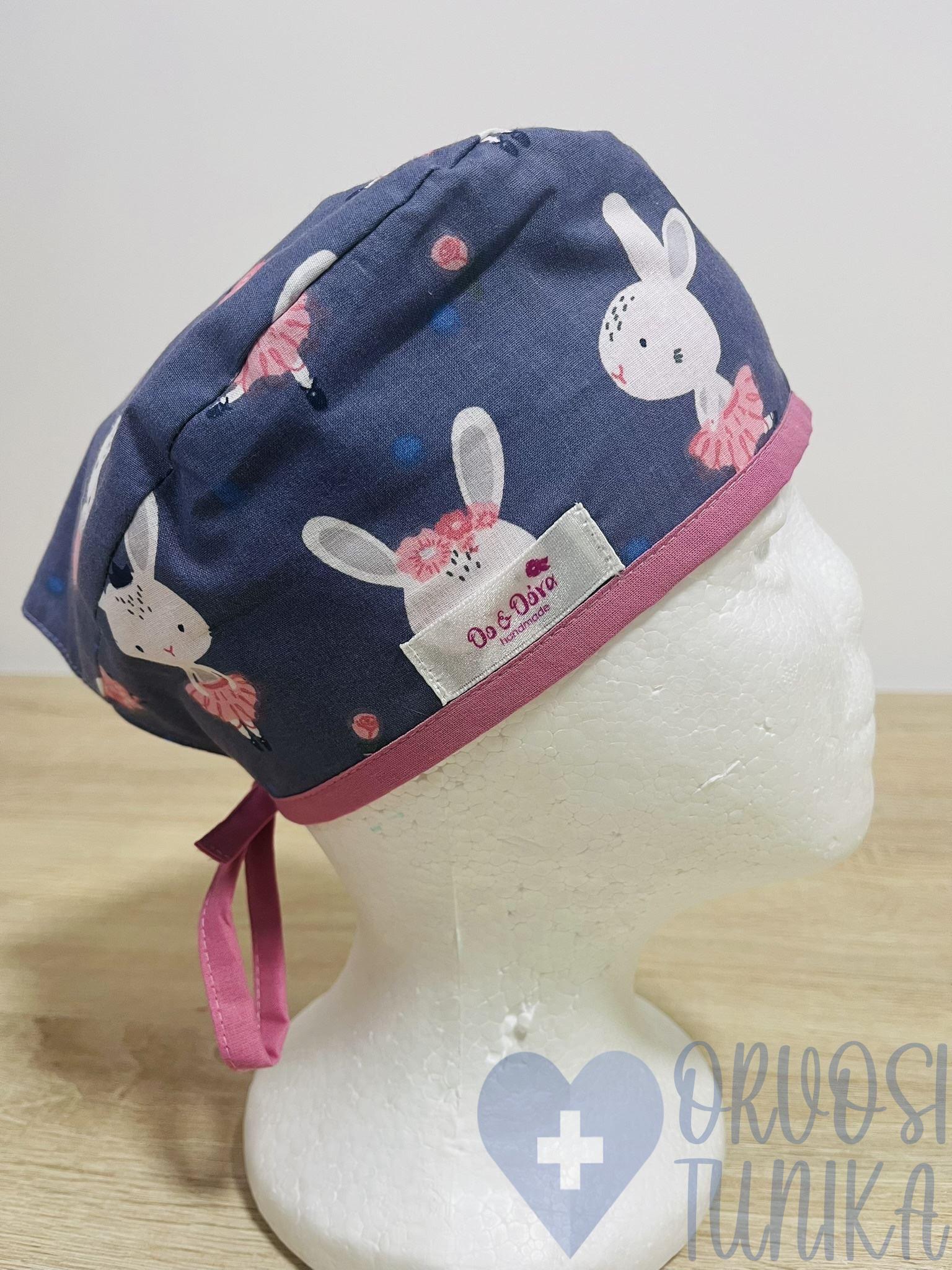 mintás Műtős sapka - lila balerina nyuszis