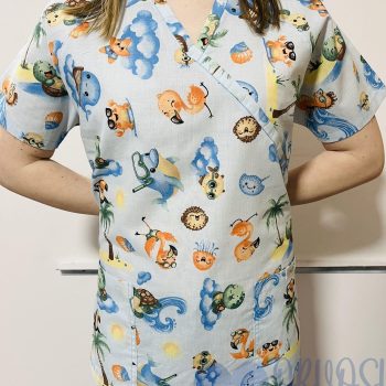 mintás Orvosi-Nővérke tunika - kék bálnás