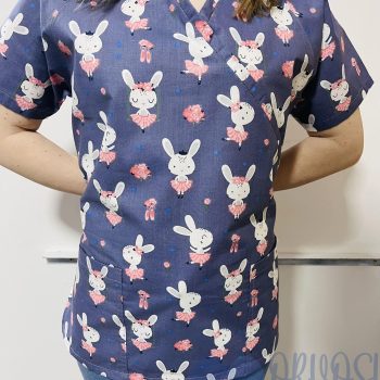 mintás Orvosi-Nővérke tunika - lila balerinás