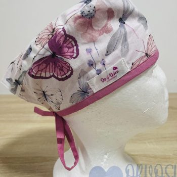 mintás Műtős sapka - pink csodapillangós