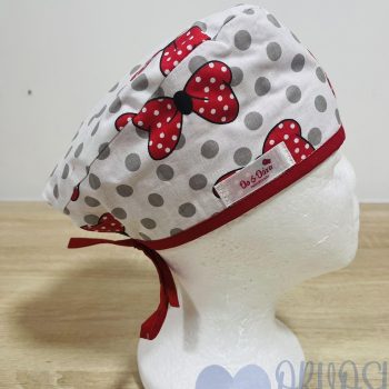 mintás Műtős sapka - piros masnis