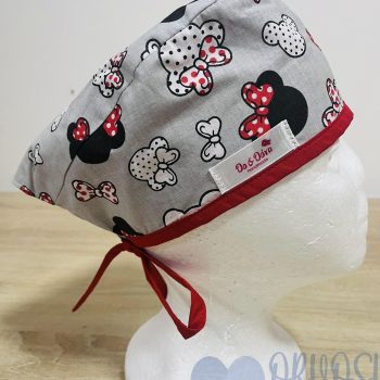 mintás Műtős sapka - piros-szürke minnie fejes