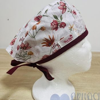 mintás Műtős sapka - sárga-bordó tavaszvirágos