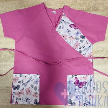 mintás Orvosi-Nővérke tunika - mályva-csoda pillangós