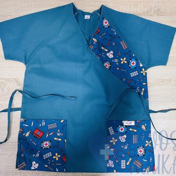 mintás Orvosi-Nővérke tunika - petrol-petrol orvosos