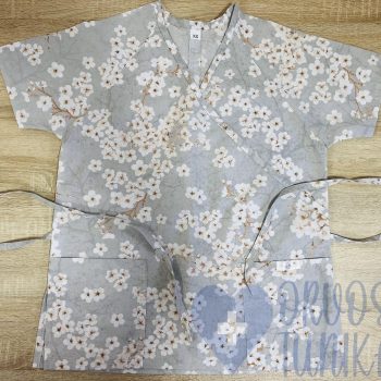 mintás Orvosi-Nővérke tunika - szürke cseresznye virágos