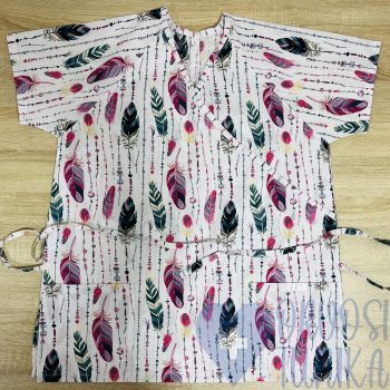 mintás Orvosi-Nővérke tunika - rózsaszín tollas