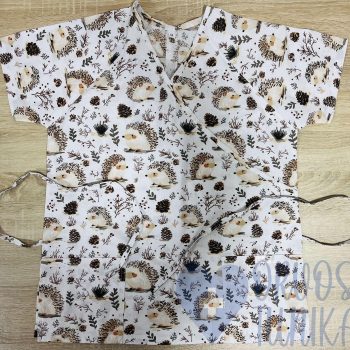 Orvosi-nővérke tunika - bézs sünis - maszk - orvositunika.hu