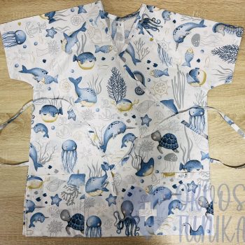 Orvosi-nővérke tunika - kék tengeres - maszk - orvositunika.hu