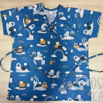 mintás Orvosi-Nővérke tunika - kék járműves