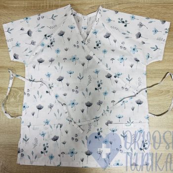 mintás Orvosi-Nővérke tunika - menta virágos