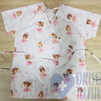 mintás Orvosi-Nővérke tunika - púder rózsaszín balerinás