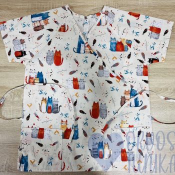 mintás Orvosi-Nővérke tunika - krém cicás