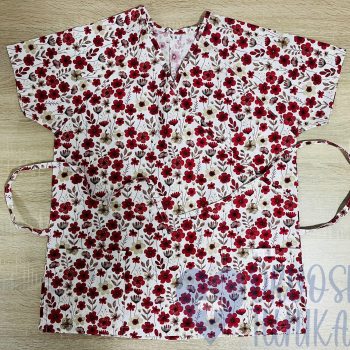 mintás Orvosi-Nővérke tunika - piros tavaszi virágos