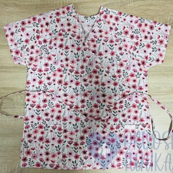 mintás Orvosi-Nővérke tunika - rózsaszín tavaszi virágos