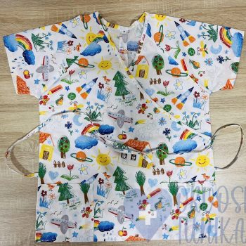 mintás Orvosi-Nővérke tunika - szines-rajzos