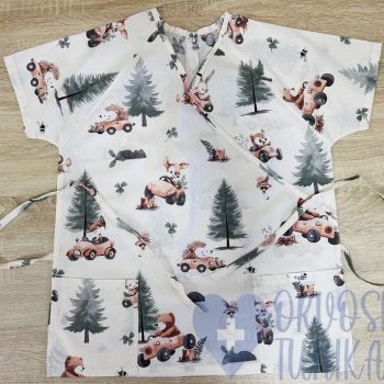 mintás Orvosi-Nővérke tunika - krém versenyautós