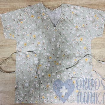 mintás Orvosi-Nővérke tunika - zsálya réti virágos